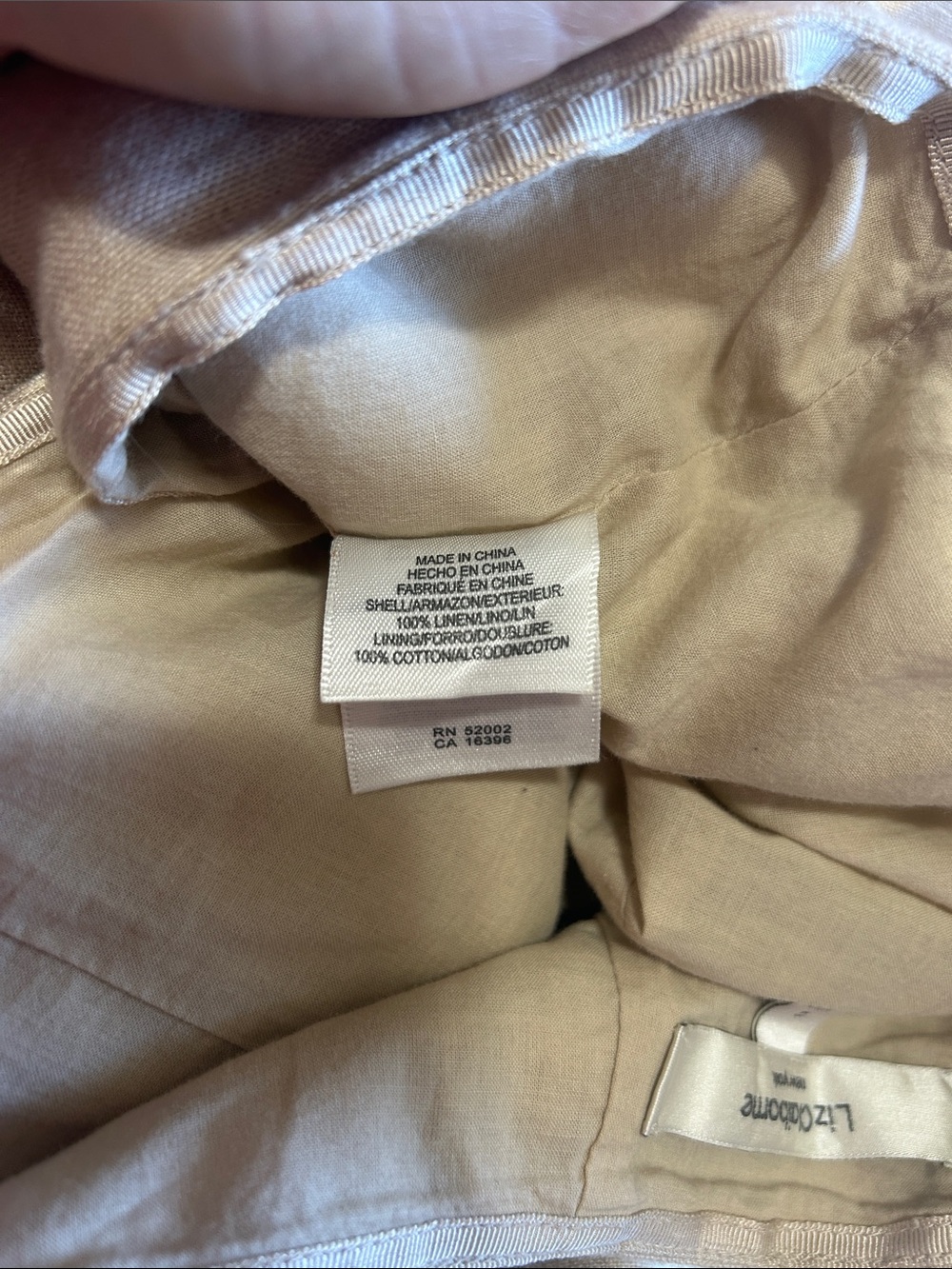 Liz Claiborne Beige Linen Paneled Midi Skirt Flounce Hem Lined Size 12 Boho - Picture 10 of 10